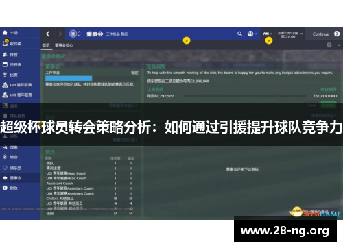 超级杯球员转会策略分析：如何通过引援提升球队竞争力